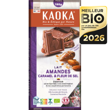 Tablette lait, amandes, caramel & fleur de sel